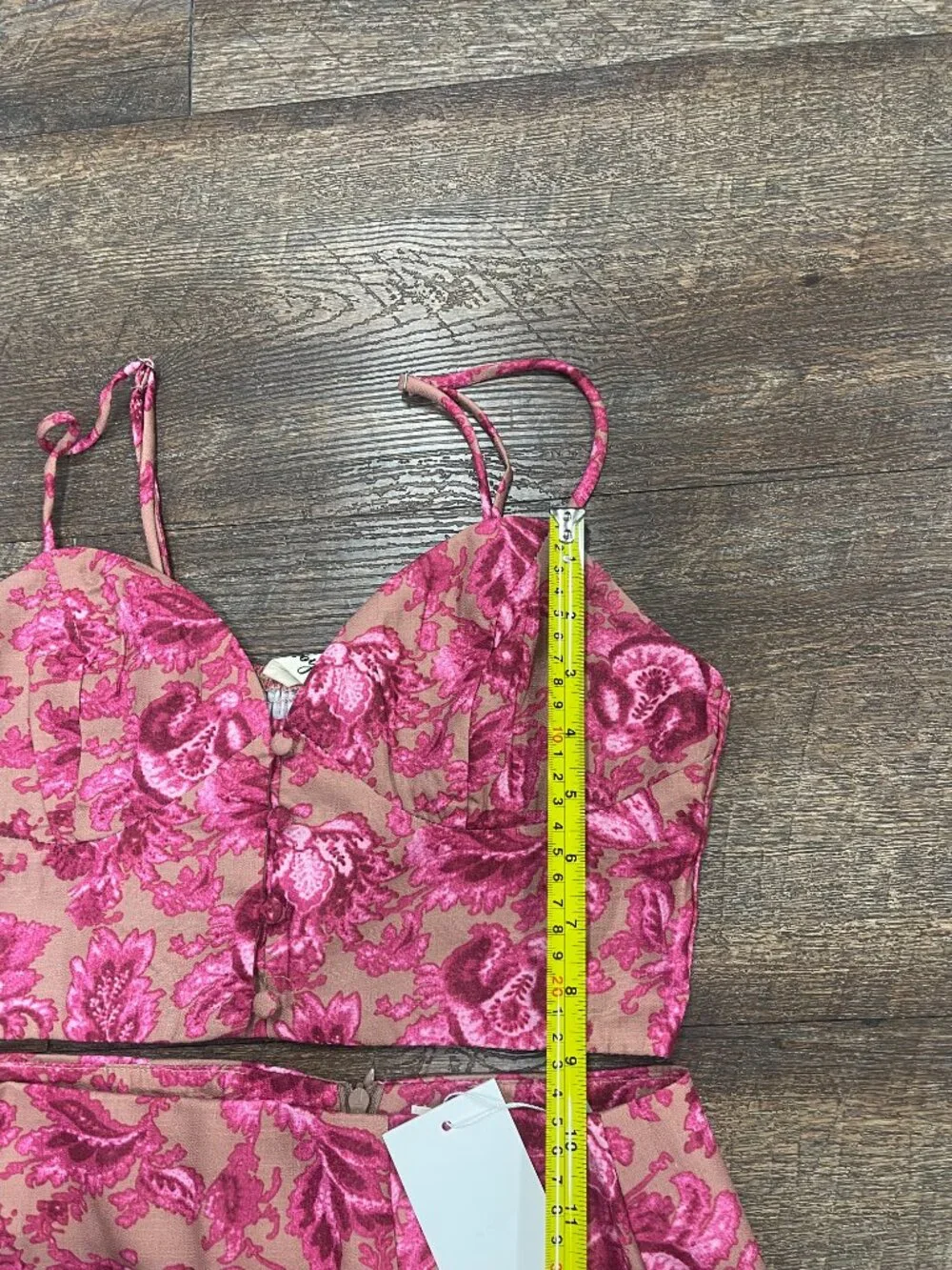 Pink Floral Coquette Matching Set Bustier Crop Top Mini Skirt NWT Size 8